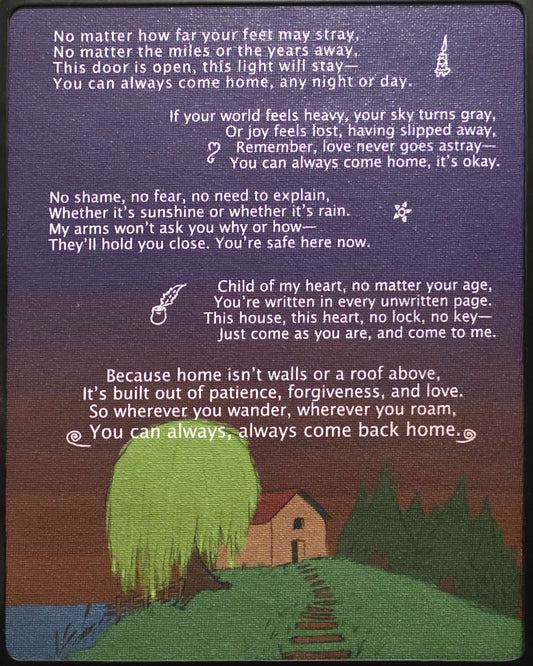 "Always Home" canvas print and coloring book combo